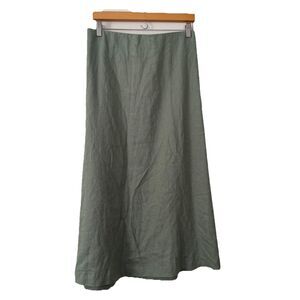 The Drop A-line Midi Skirt Size 2X Sage Green Linen 100% Breathable Beach Cruise